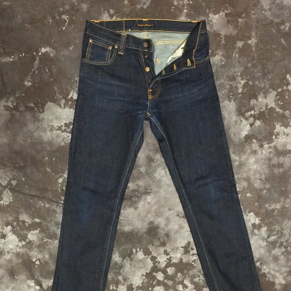 MENS GENUINE NUDIE JEANS CO. 100% ORGANIC COTTON BLUE SLIM FIT JEANS - Picture 1 of 4